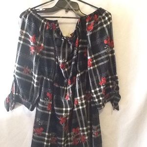 Plaid & floral short dress